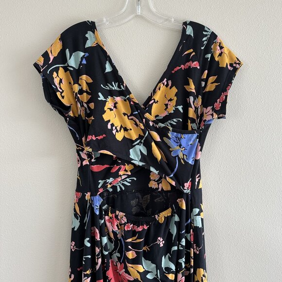 Pact Fit & Flare Crossback Maxi Dress in Black Floral, L - Picture 7 of 9